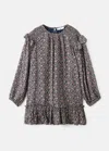 Mango Ruffled Printed Dress In Navy