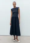 Mango Shoulder Pad Maxi Dress In Blue