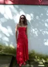 Mango Robe Bustier Combinée In Red