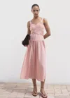Mango Stripe Crossover Dress In Pink