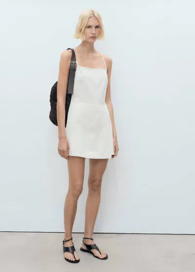 Mango Short Denim Pinafore White