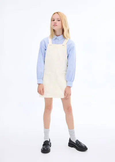 Mango Kids' Short Denim Pinafore In White