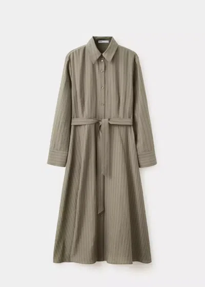 Mango Robe Chemise Rayures Tennis In Kaki