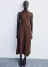 Mango Belted Sleeveless Shirtdress In Brown