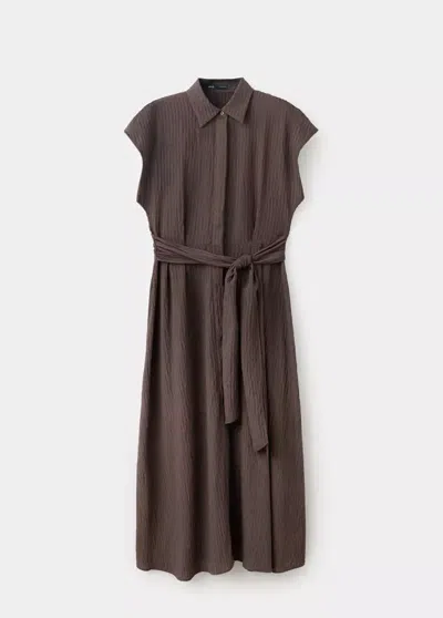 Mango Robe Chemisier Ceinture In Marron