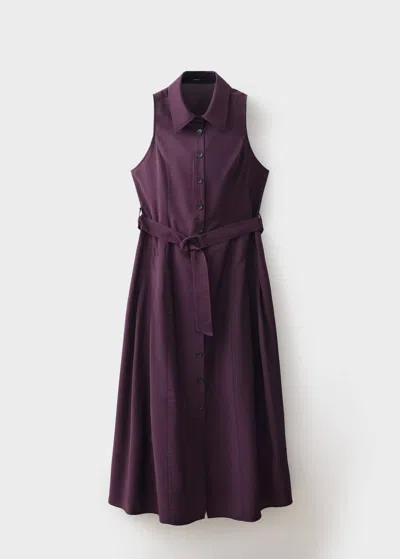 Mango Belt Shirt Dress In Purple