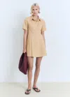 Mango Robe Chemisier Courte Marron Moyen - Femme - L -
