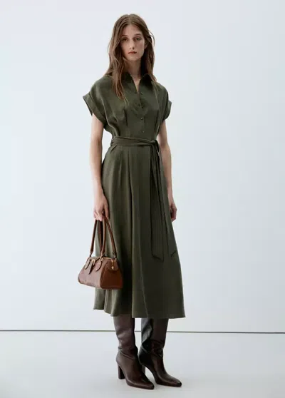 Mango Robe Chemisier Modal In Kaki