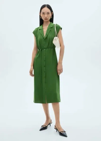 Mango Robe Chemisier Naud Vert - Femme - Xl -