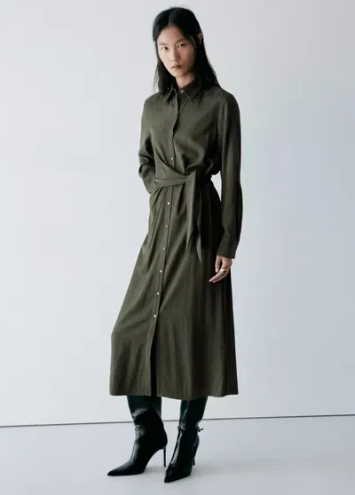 Mango Robe Chemisier Naud In Vert