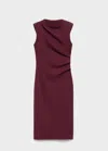 Mango Robe Cintrée Froncée Bordeaux - Femme - M -  In Burgundy