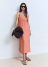 Mango Midi-dress With Cut-out Coral Red In Orange