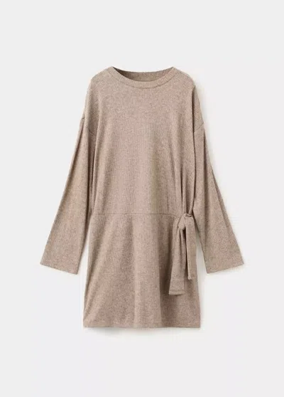 Mango Kids' Robe Côtelée À Naud In Brown