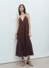 Mango Women's V-neck Cotton Dress In Brown