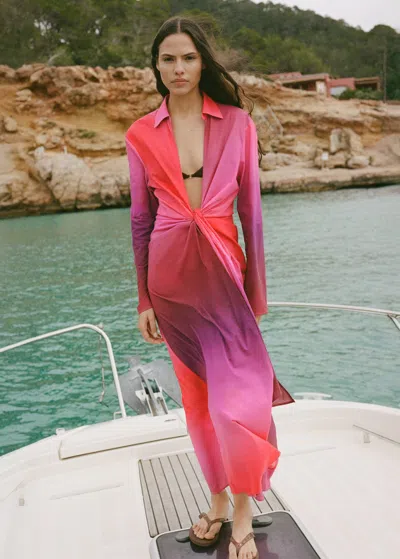 Mango Tie-dye Cotton Dress Pink