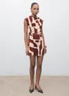 Mango Short Patterned Dress Ecru In Sand
