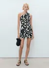 Mango Short Asymmetrical Dress Black In Black
