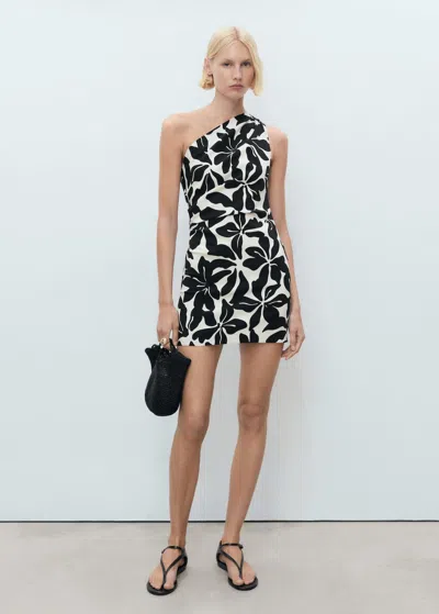 Mango Short Asymmetrical Dress Black