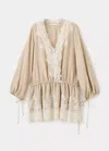 Mango Robe Courte Dentelle In Neutral