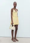 Mango Short Balloon-effect Dress Pastel Yellow In Yellow