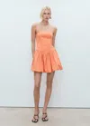 Mango Short Balloon-effect Dress Orange In Orange