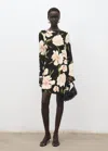 Mango Short Floral-print Dress In Black
