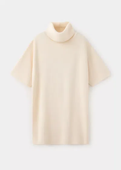 Mango Robe Courte En Maille Fine In Écru