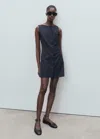 Mango Short Pinstripe Dress Navy In Blue