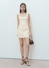 Mango Drape Linen Minidress In Gray