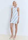Mango Short Knitted Dress Sky Blue