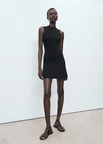 Mango Short Knitted Dress Black