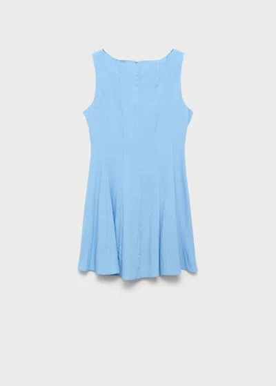 MANGO PLEATED SHORT DRESS BLUE