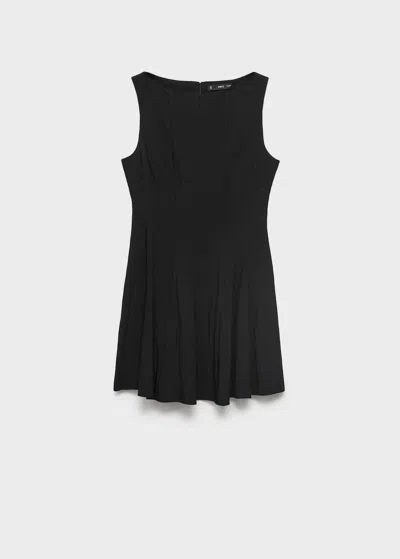 MANGO PLEATED SHORT DRESS BLACK