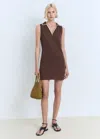 Mango Robe Courte Style Polo Chocolat - Femme - Xl -
