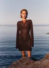 Mango Open Back Crochet Dress Chocolate