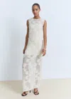 Mango Robe Crochet Fleurs Écru - Femme - M -