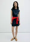 Mango Robe Denim Courte In Bleu