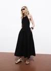 Mango Halter Dress With Crossed Back Black