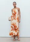 Mango Palm Tree Print Halter Dress Brown In Brown