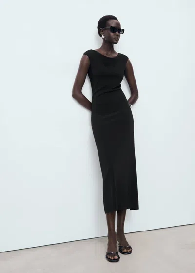 Mango Open Back Dress Black