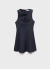 Mango Denim-effect Dress With Bows Blue In Blue