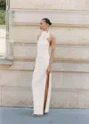 Mango Robe Emmanchures Américaines Drapée Avec Ornement Floral Blanc Cassé - Femme - M -