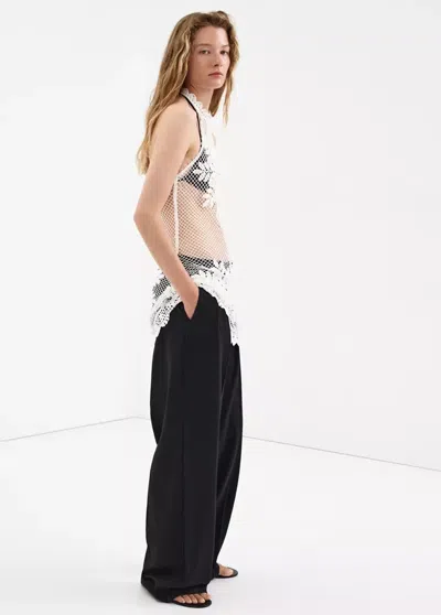 Mango Robe En Crochet Floral In White