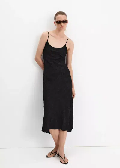 Mango Robe En Gaze Avec Détails Brodés In Black