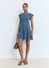 Mango Seam Detail Flare Denim Dress In Multi