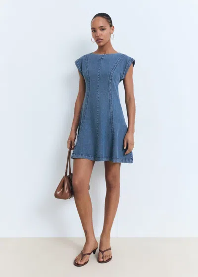 Mango Denim Dress With Seam Detail In Blue