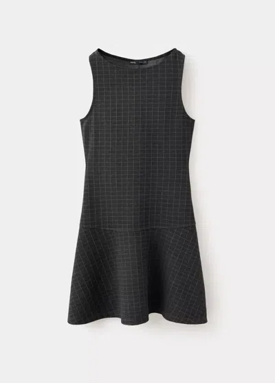 Mango Robe En Maille Bas Volant In Gris