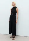 Mango Fine Knit Flared Dress Black