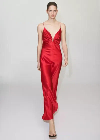 Mango Robe En Soie À Décolleté En V