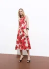 Mango Floral-print Flared Dress Ecru